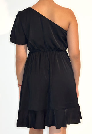 Summer Dress One Shoulder - Irregular _ Black