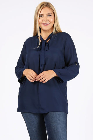 Plus Size Tie V-Neck Top