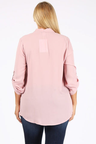 Plus Size Tie V-Neck Top