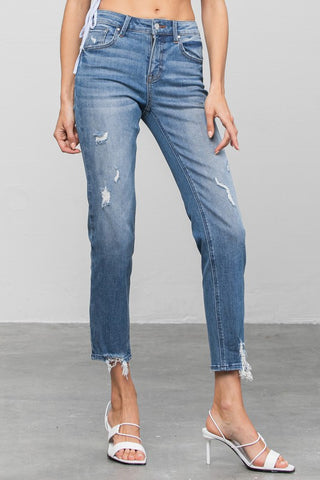 MID RISE SLIM GIRLFRIEND JEANS