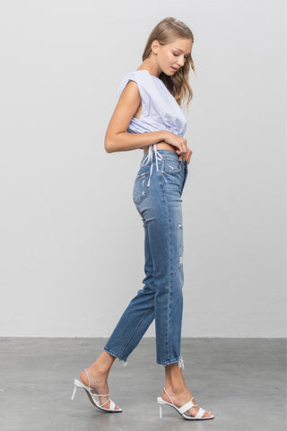 MID RISE SLIM GIRLFRIEND JEANS