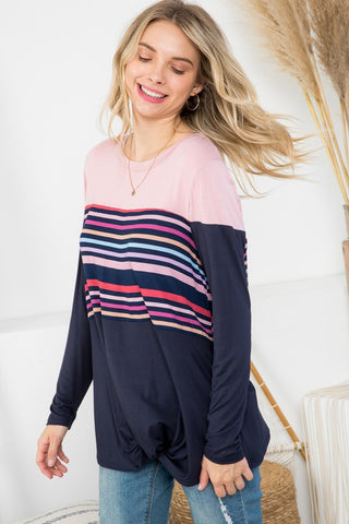 SOLID STRIPE MIX COLORBLOCK TOP