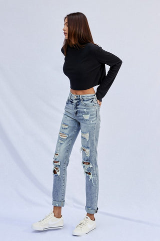 STRETCHED HIGH RISE GIRLFRIEND JEANS