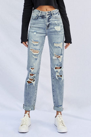 STRETCHED HIGH RISE GIRLFRIEND JEANS