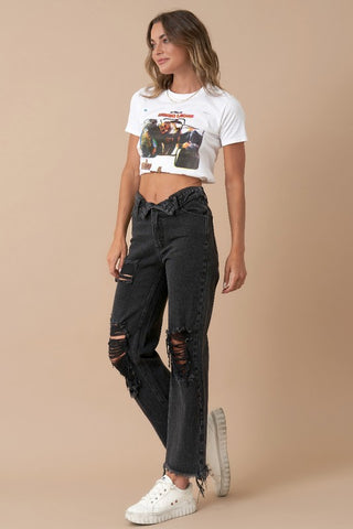 FLIPPED WAIST STRAIGHT JEANS