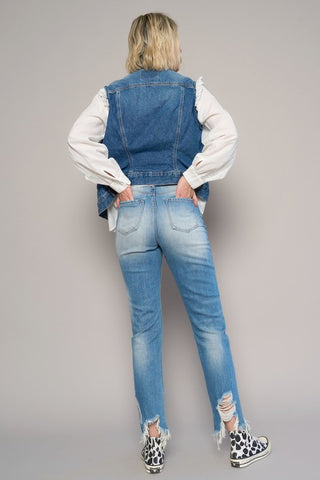 HIGH RISE CROPPED BOYFIREND JEANS WITHOUT BELT