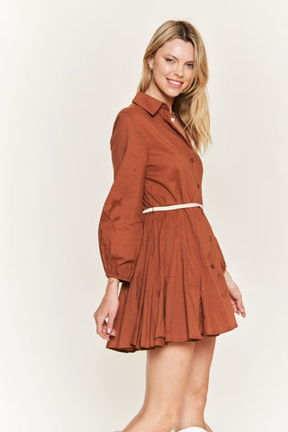 SOLID FLARE SHIRT DRESS KRD4190