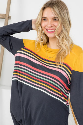 SOLID STRIPE MIX COLORBLOCK TOP