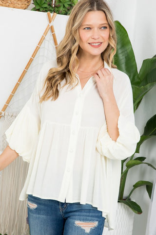 PLUS SOLID BUTTON DOWN BLOUSE