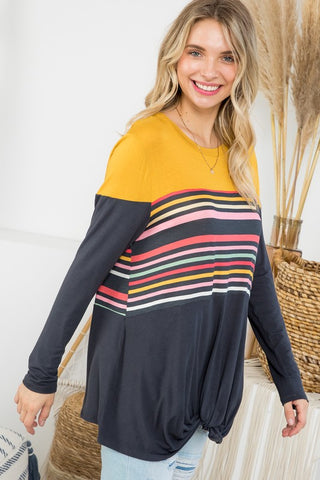 SOLID STRIPE MIX COLORBLOCK TOP