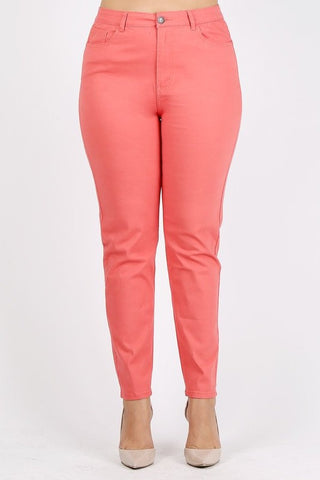 Plus Size High Waist Solid Stretch Jeans Pants