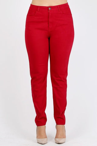 Plus Size High Waist Solid Stretch Jeans Pants