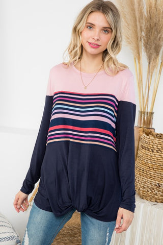 SOLID STRIPE MIX COLORBLOCK TOP