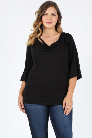 Plus size cowl neck basic top