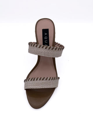 AQUA Sandalia Salto Alto Nude Tannin Linen Sandal