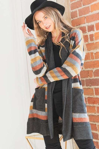 MULTI COLOR STRIPE CARDIGAN