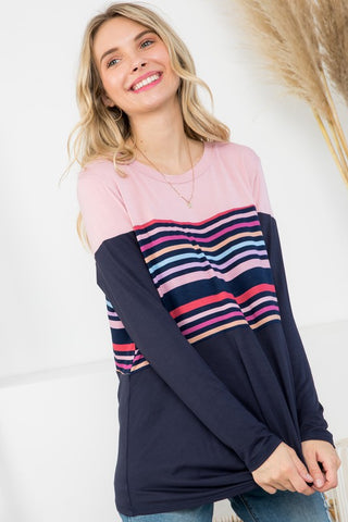 SOLID STRIPE MIX COLORBLOCK TOP