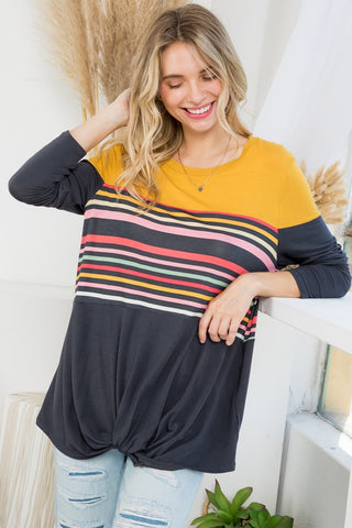 SOLID STRIPE MIX COLORBLOCK TOP