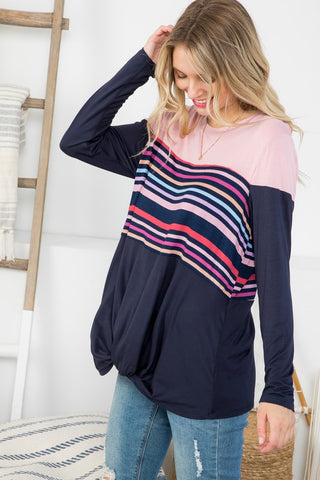 SOLID STRIPE MIX COLORBLOCK TOP