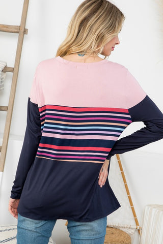 SOLID STRIPE MIX COLORBLOCK TOP